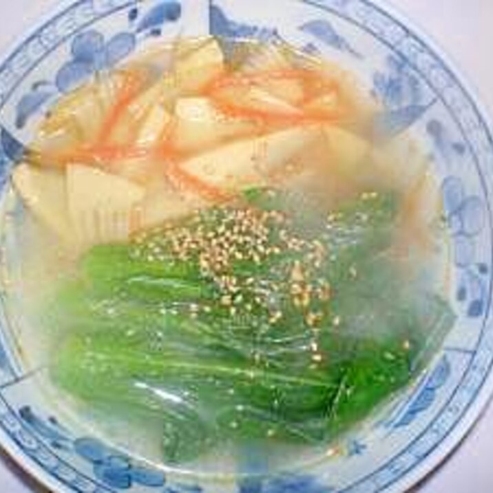 タケノコとミニ小松菜の野菜たっぷりスープ